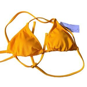 Wild Fable Women's Orange Ribbed Triangle String Bikini Top - Size XS - NWT